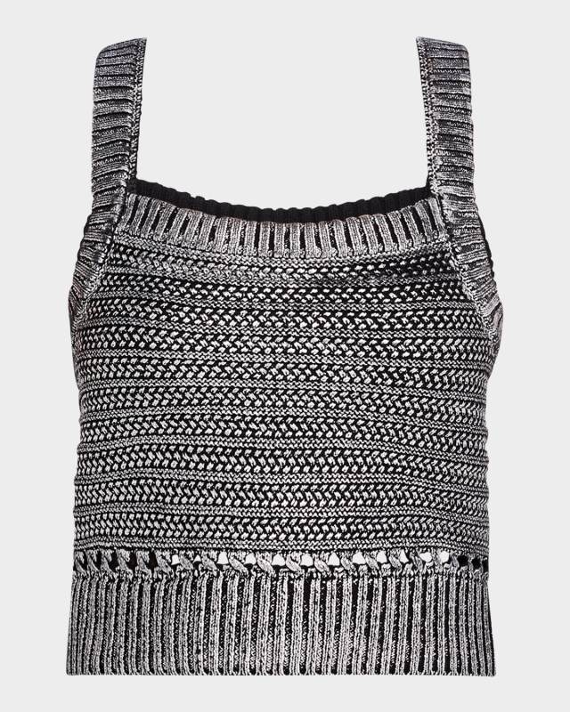 Daisy Cropped Metallic Knit Tank Top
